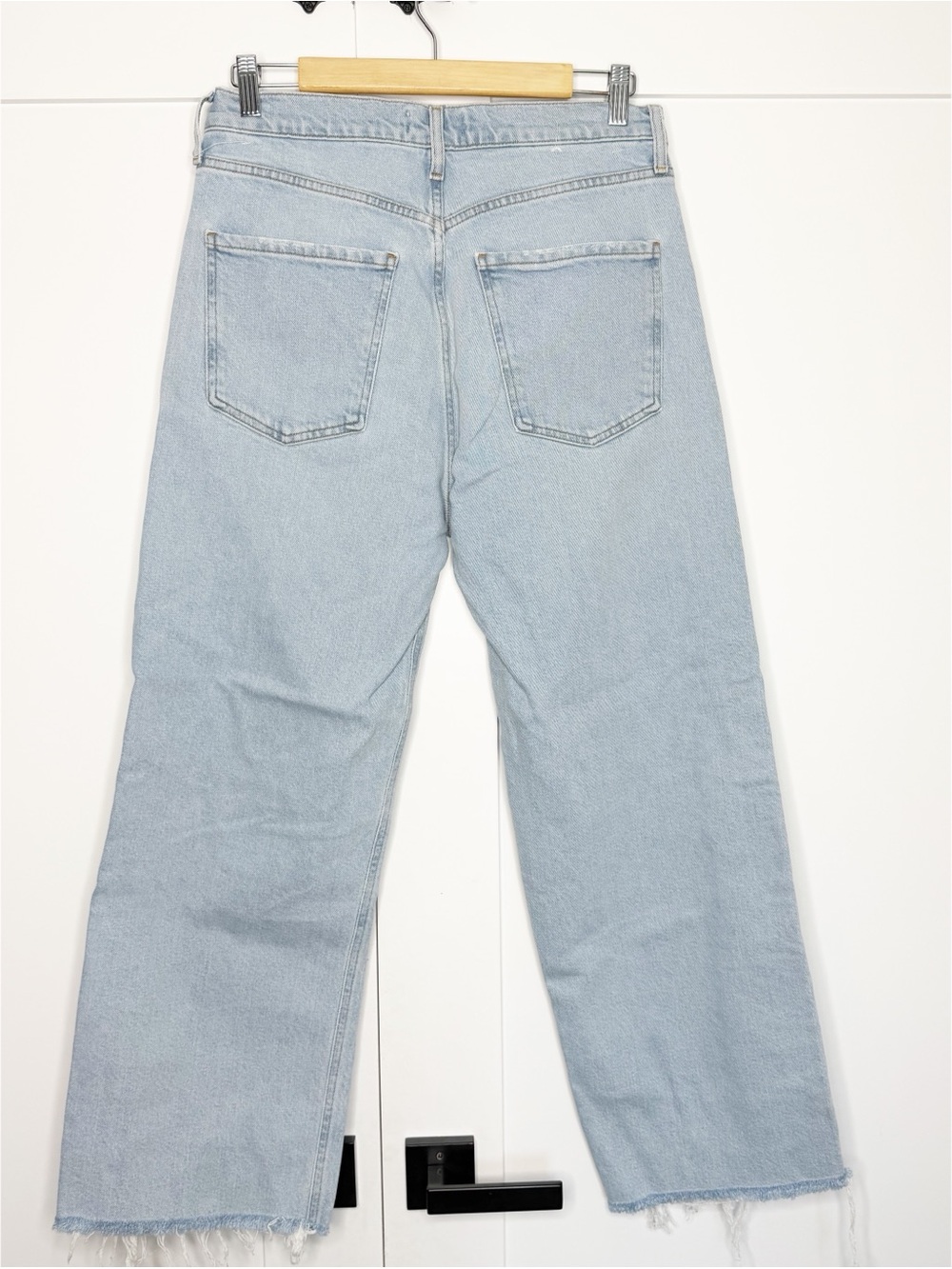 AGOLDE Ren Wide Leg Jean 29 8 light wash high rise raw hem designer stretch raw - Picture 7 of 13